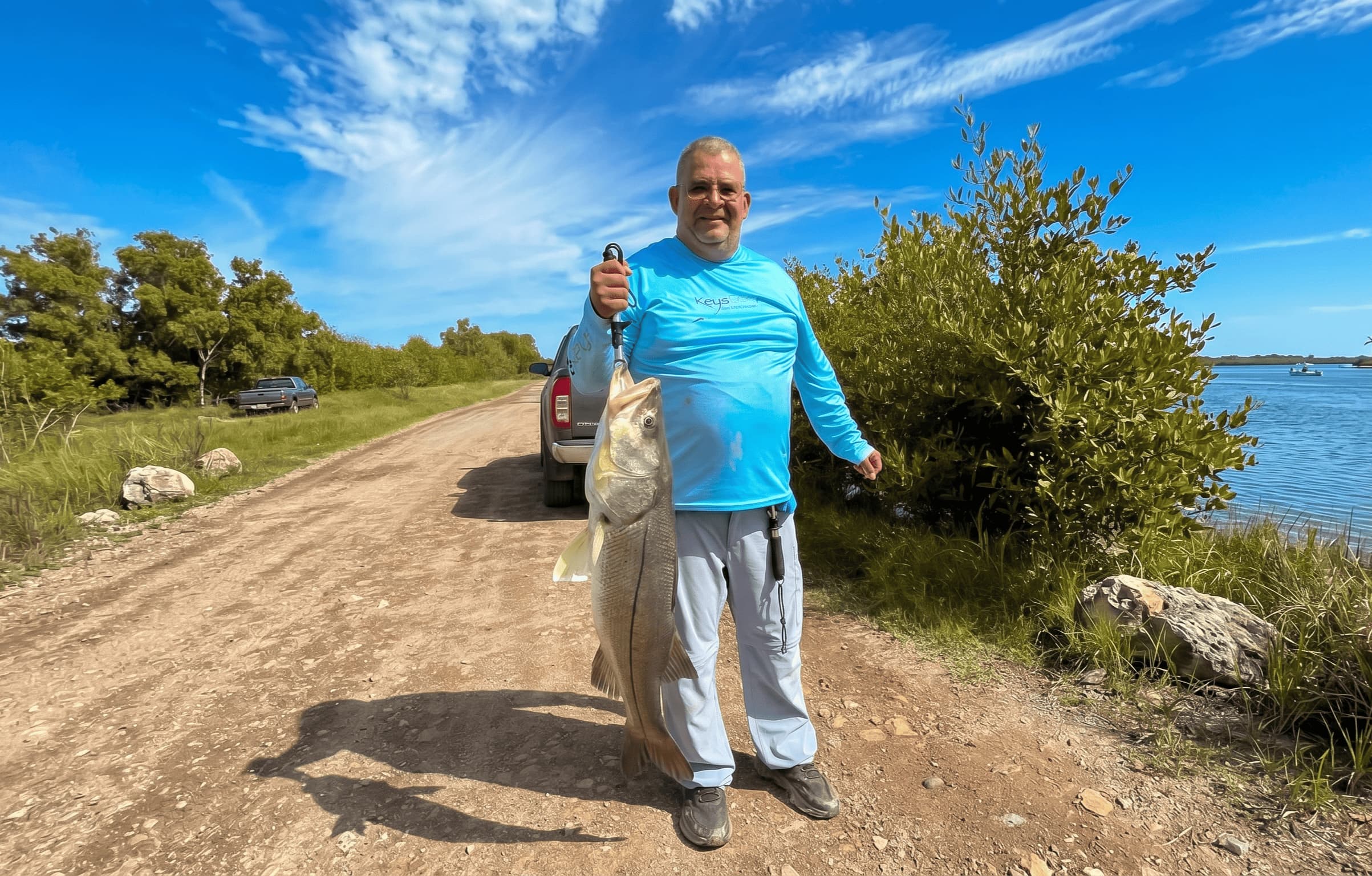 Pescador deportivo con captura