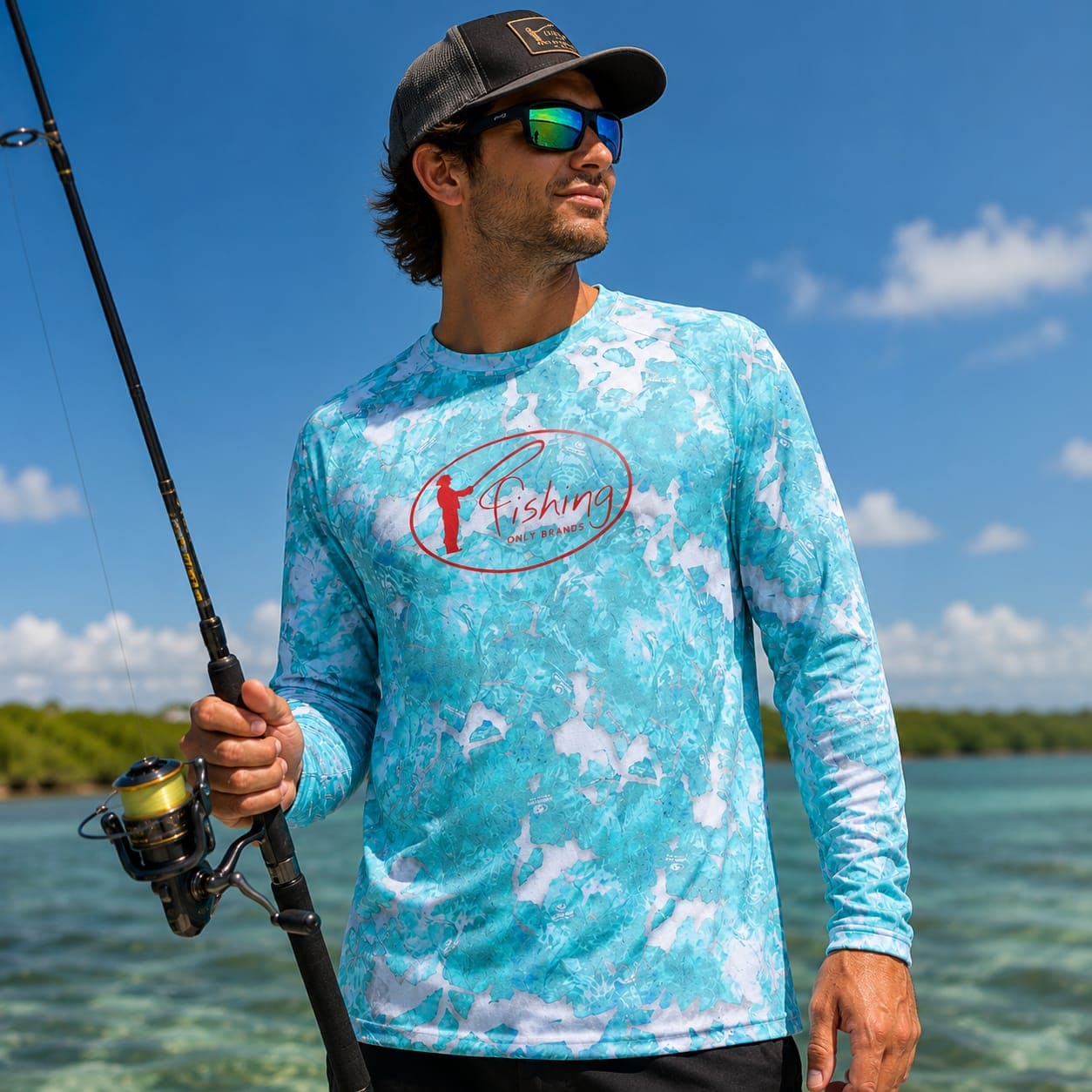 Sudadera de Pesca con Protección UV Turquesa - Only Brands Fishing